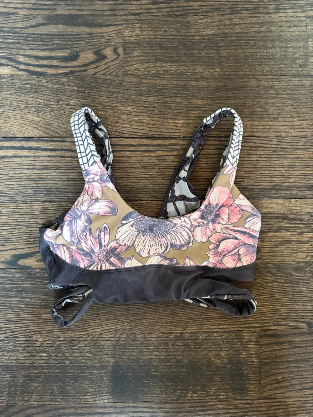 Maaji Cream & Brown Printed Scoop Sports Bralette